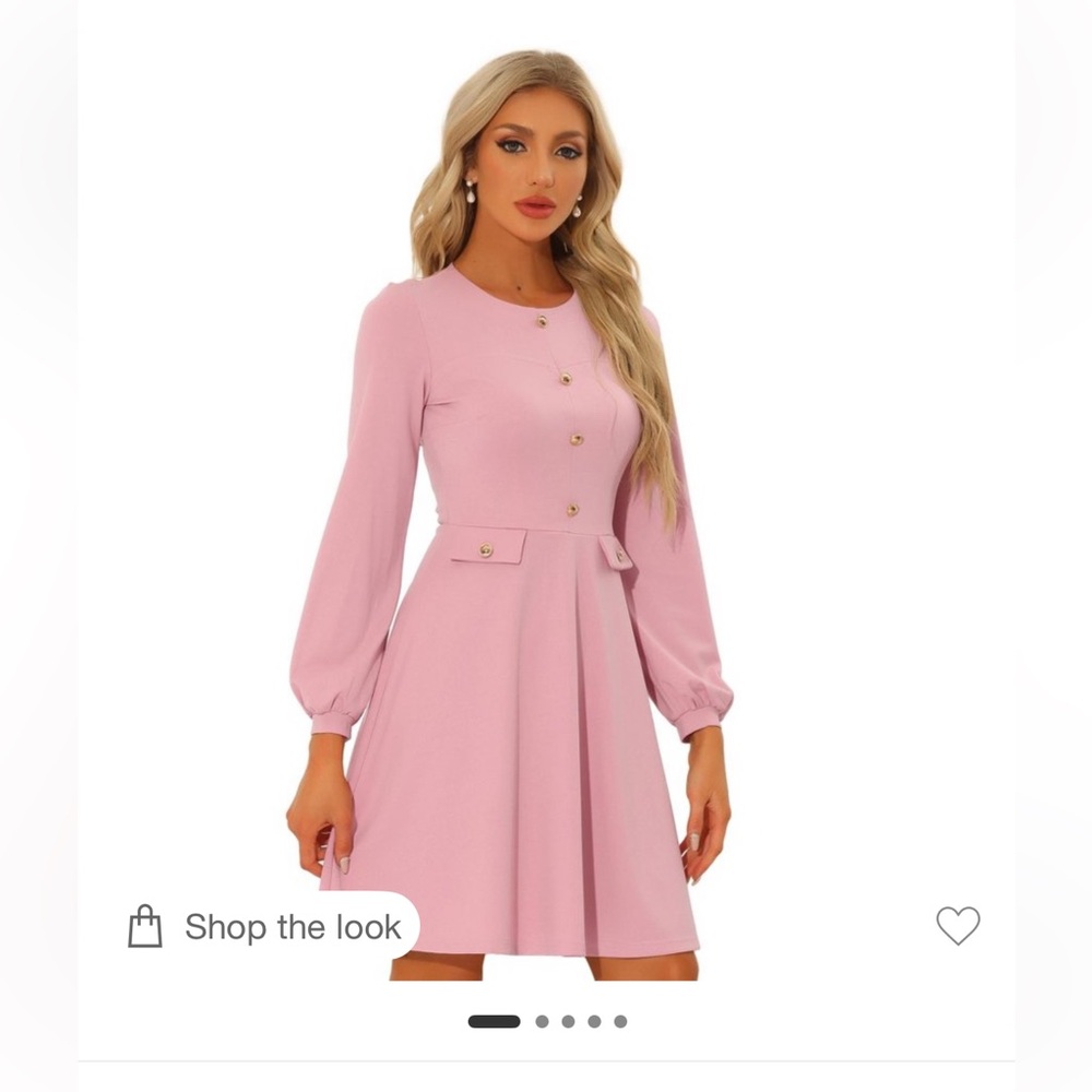Allegra K Women's Size Medium Blush Long Sleeve Dress